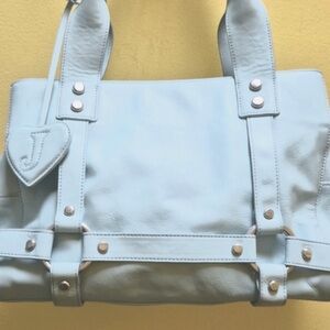 Y2K Vintage 2004 P&G ERA Juicy Couture Aqua Leather Shoulder Bag Tote